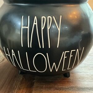 Rae Dunn HAPPY HALLOWEEN Black Cauldron Cookie Jar Artisan Collection Magenta
